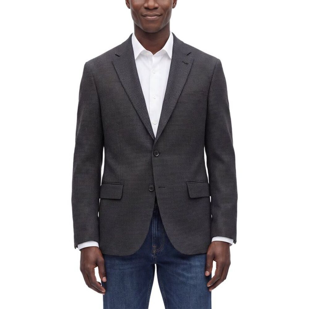 Corneliani Mens  Cc Collection Virgin Wool Checked Jacket, Grey